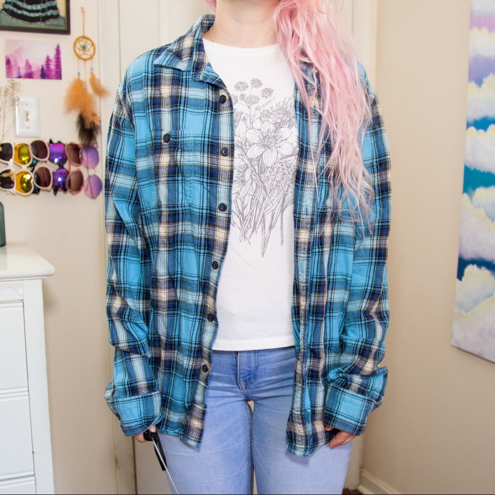 American Eagle Outfitters Blue Flannel Shirt